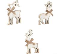 3 Piece Wooden Desktop Moose Decoration Set with European Influences, Designed for Use in Various Indoor Home or Office Spaces (B)