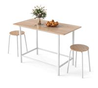 3-Piece Wooden Dining Set Kitchen Table and 2 Chairs COSTWAY White One Size