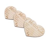 3 Piece Wooden Heart Birth Announcement Sign for Newborn Baby | Khaki Finish, Polished Smooth Surface, Safe Use, Records Name Weight, Photography, Nursery Display