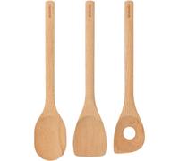 3 Piece Wooden Kitchen Utensil Set (Beech Wood) Spoon, Spatula & Corner Spoon - Sustainable Cookware