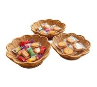 3 Piece Woven Fruit Basket Organizer for Fruit Storage | Kitchen Basket for Worktop for Home Apartment Living Room Bedroom Kitchen Dining Room Entrance Worktop T