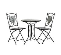 3 Piece Wrought Iron Mosaic Bistro Set Table And 2 Chairs