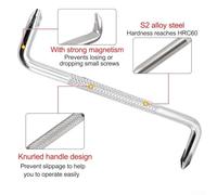 3-Piece Z-Type Offset Screwdriver Set with Slotted and for Phillips Tips, Alloy Steel Construction, 108mm Curved Shaft for Tight Spaces, Anti-Slip Hand