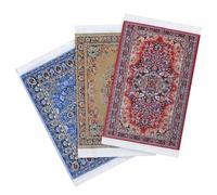 3 Pieces 1:12 Miniature Dollhouse Rug, Retro Miniature Blanket, Decorative Floral Print Mini Rug, Dollhouse Furniture Decoration, Miniature Ornament for DIY Dollhouse (Blue, Yellow, Red)