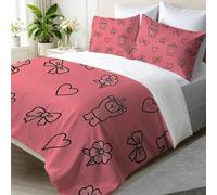 3 Pieces 150x200cm Clothes Hanger Bear Bedding Set with 2 Pillowcase