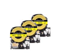 3 Pieces 18mm Label for Tapes SC18YW LK-5YBP Black On Yellow Cartridge Labeling Compatible with LW-400 600P Printer Printer Models for Part Number SC18YW LK-5YBP(Black on Yellow)