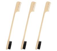 3 Pieces 2-in-1 Edges Brush Set, Double-Sided Slick Back Hair Brush, Bamboo Wood Comb for Moustache, Beard, Eyebrow Control