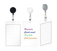 3 Pieces 3"x5" Erasable Notepad Badge with Retractable Badge Reel or Clip Dry-Erase Pocket-Sized