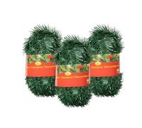 3 Pieces, 52ft/16m Christmas Garland Artificial Green Tinsel Staircase Garland Soft Xmas Greenery for Indoor Outdoor, Fireplaces, Door, Mantel, Wall Garden Wedding Decoration