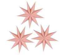 3 Pieces 9 Pointed Paper Star Lanterns 12 Inch 15D Paper Hanging Christmas Decorations Wedding Birthday Baby Shower Room Christmas Ornaments Party Supplies(Pink)