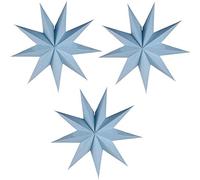 3 Pieces 9 Pointed Paper Star Lanterns 12 Inch 17D Paper Hanging Christmas Decorations Wedding Birthday Baby Shower Room Christmas Ornaments Party Supplies(Blue)