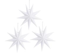 3 Pieces 9-Pointed White Paper Star Christmas Decorations Ceiling Tree Decorations Room Hanging Hanging Lampshade Christmas Holiday, Baby Shower,Weddings, Birthday Party Decorations (White)