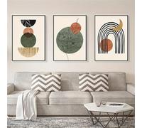 3 Pieces Abstract Geometric Black and Orange Modern Wall Art Bohemian Medieval Botanical Canvas Painting Living Room Kitchen Home Decor-50 * 70cm (No Frame)