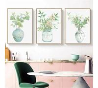 3 Pieces-Abstract Watercolor Plant Flowers Canvas Paintings Botanical Sunflower Prints Leaves Poster Picture for Living Room Home Decor-50 * 70cm (No Frame)