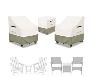 3 Pieces Adirondack Chair Sets Cover,600D Heavy Duty Waterproof Outdoor Chair Covers,Includes 2 Outdoor Adirondack Chairs Covers and 1 Patio Side Table Cover,Patio Furniture Covers 3 Piece Set,Beige