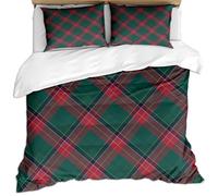 3 Pieces Adults Bedding Sets Duvet Covers King Size Beds 3D Dark Green And Red Rhombus Retro Minimalist Art Pattern 230X220Cm Soft Fluffy Microfiber Winter Quilt Covers With Zipper Closure With 2 P