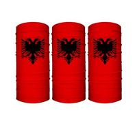 3 Pieces Albanian Flag Bandana, Multifunctional Mask, Neck Gaiter Balaclava, Moisture Wicking, Sun Protection and Breathable, Suitable for Riding Hiking Fishing, Flag Color, One size
