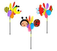 3 Pieces Animal Windmill Decor Plastic Garden Windmills Multicolor Kid Pinwheel for Balcony Patio Garden Farm Lawn and Yard Decoration