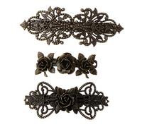 3 Pieces Antique Bronze Women Rose Flower Hair Clips Hairpins Retro Vintage Metal French Barrette Women Hair Jewelry