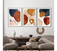 3 Pieces/Art Posters,Abstract Sky Blue Orange Blush Watercolor Geometric Wall Art Canvas Painting Boho Terracotta Poster Prints Pictures For Living Room Decoration-50*70cm/20*27inch (No Frame)