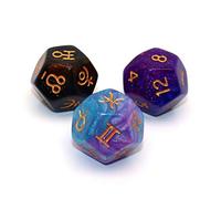 3 Pieces Astrology Dice Acrylic Pearl Astrological Dice for Constellation Divination Accessory 3 Colors D12 Glitter Astro Dice Set Tarot Assories