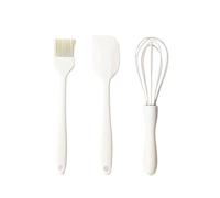3 Pieces Baking Set Silicone Heat Resistant Cream Scraper Egg Beater Grease Brush Kitchen Cake Tools(F12-White)