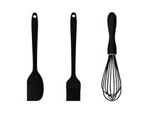 3 Pieces Baking Set Silicone Heat Resistant Cream Scraper Egg Beater Grease Brush Kitchen Cake Tools(F12-Black)