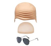 3 Pieces Bald Caps for Adults Men Women Costume Accessory Makeup Bald Head Wig Cap Costume Set Famous Rapper Cosplay Halloween Fancy Dress Party (3 pcs)
