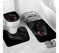 3 Pieces Bath Mat Set, Soft Superfine fiber Bathroom Rugs Mat,Animal ape Monkey Gorilla Silverback Teeth Portrait Close-up Mountain Afri,Machine Washable & Non Slip Bath Mats for Bathroom, Tub, Shower