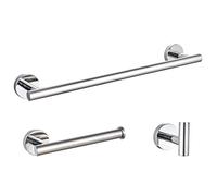 3 Pieces Bathroom Hardware Accessories Set Towel Hook 16" Towel Bar Silver 3 Pcs Set