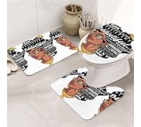 3 Pieces Bathroom Rug Set, Ultra Soft Non Slip Bath Rug and Absorbent Bath Mat, Melanin Afro Woman Bathroom Rugs,Tub, Shower