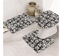 3 Pieces Bathroom Rug Set, Ultra Soft Non Slip Bath Rug and Absorbent Bath Mat, Soccer Sea Bathroom Rugs,Tub, Shower