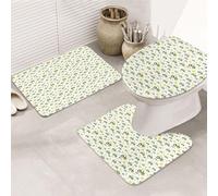 3 Pieces Bathroom Rug Set, Ultra Soft Non Slip Bath Rug and Absorbent Bath Mat, Tractor Farming Bathroom Rugs,Tub, Shower