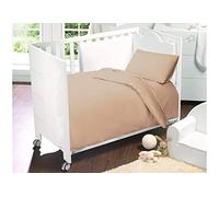 3 Pieces Bedding Set Pillowcase+Duvet Cover + Fitted Sheet for Baby Toddler to fit Cot/Cot Bed (Beige)