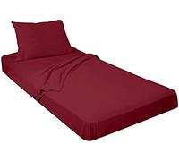3 Pieces Bedding Set Pillowcase+Duvet Cover + Fitted Sheet for Baby Toddler to fit Cot/Cot Bed (Maroon)