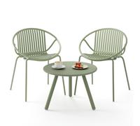 3 Pieces Bistro Table Set All Weather PP Patio Conversation Set-Green