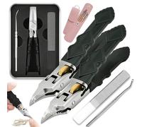 3 Pieces Black Anti-Slip Grip Gear Lock Nail Clipper Set with Ultra-Sharp Tips for Precise Access to Nail Grooves, Stainless Steel Nail Cutter, Splash-Proof, for Seniors, Men & Women (2sets)