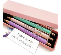 3 Pieces Black Ballpoint Pen with Engraving, Thank You Ballpoint Pen Set Motivational Gifts, Best Ever Smooth Writing Nice Pen Set, A Funny Gift Inspirational Gifts for Thank You, Teacher's Day