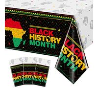 3 Pieces Black History Month Tablecloth Decoration,Plastic African American February Festival Holiday Rectangle Table Cover Dining Room Kitchen Table for Black History Month Party Supplies,54x108 inch