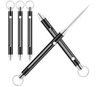 3 Pieces Black Keychain Titanium Telescopic toothpicks | Integrated Design Telescopic Toothpick with Titanium Protective Case Holder | Metal Pocket Toothpick Stainless Steel Toothpick