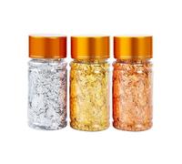 3 Pieces Bottled Gold Foil, Gold and Silver Foil, Food Grade Metal Foil, Home Decorations, DIY Crafts, Suitable for Cake Coffee Nail Art Painting Decoration