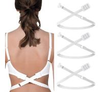 3 Pieces Bra Extender, Bra Extender, Bra Straps with Low Back Extension, Backless Back Converter, Extension Backless Back Converter, for Women and Women Girls Party (White)