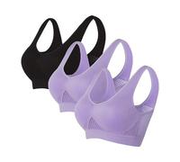 3 Pieces Bras for Women No Underwire Ultimate Comfort Bra Seamless Support Leisure Stretch Crop Tops Solid Plain Activewear Bras Full Cup Bralettes Lightweight Underwear for Daily 3XL