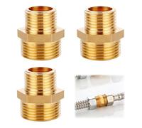 3 Pieces Brass Reducer Nipple, Brass Double Reduced Nipple from 1/2 to 3/4 Inch, Brass External Thread, Suitable for Drinking Water Systems