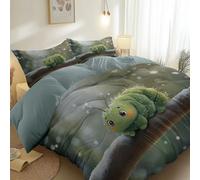 3 Pieces Brushed Microfiber 230 x 220 cm Duvet Cover Set, Super Soft Reversible Design Zippered Comforter Cover Grey Suitable for adults and children Simple Cute Snowflakes Caterpillars theme Bedding