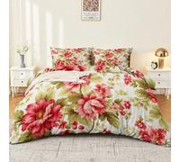 3 Pieces Brushed Microfiber 260 x 220 cm Duvet Cover Set, Super Soft Reversible Design Zippered Comforter Cover Color Suitable for Adults Children Simple Elegant Plants Flowers Leaves theme Bedding