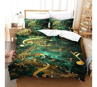 3 Pieces Brushed Microfiber Duvet Cover Set Colorful Graffiti Music Symbols Band 2 Pillows/ 1 Duvet Cover, Wrinkle And Skin Friendly And Breathable For Home Bedroom Single 135X200 Cm - -144C447B036Z7