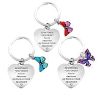 3 Pieces Butterfly Inspirational Keychains, Stainless Steel Keychains, Women's Keychains, Gift Keychains, Decorative Keychains