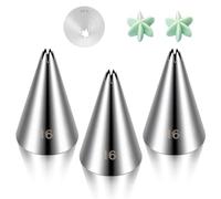 3 Pieces Cake Decrorating Tip #16, Cake Piping Tips Open Star Icing Pipings Tip Seamless Icing Tips Stainless Steel Cupcake Piping Tipes for Frosting Macarons Dessert Cakes Decorations