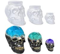 3 Pieces Candle Mold, 3D Skull Head Silicone Molds for Halloween, Epoxy Resin Silicone Mold, Suitable for DIY Crafts, Candles, Halloween Decoration, Home Decoration